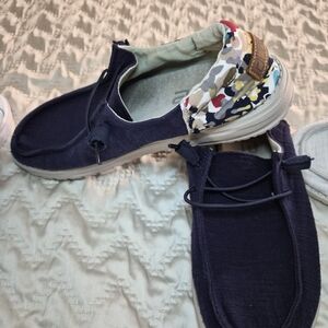 Hey Dude Dark Blue Slip-Ons with Camo Accent